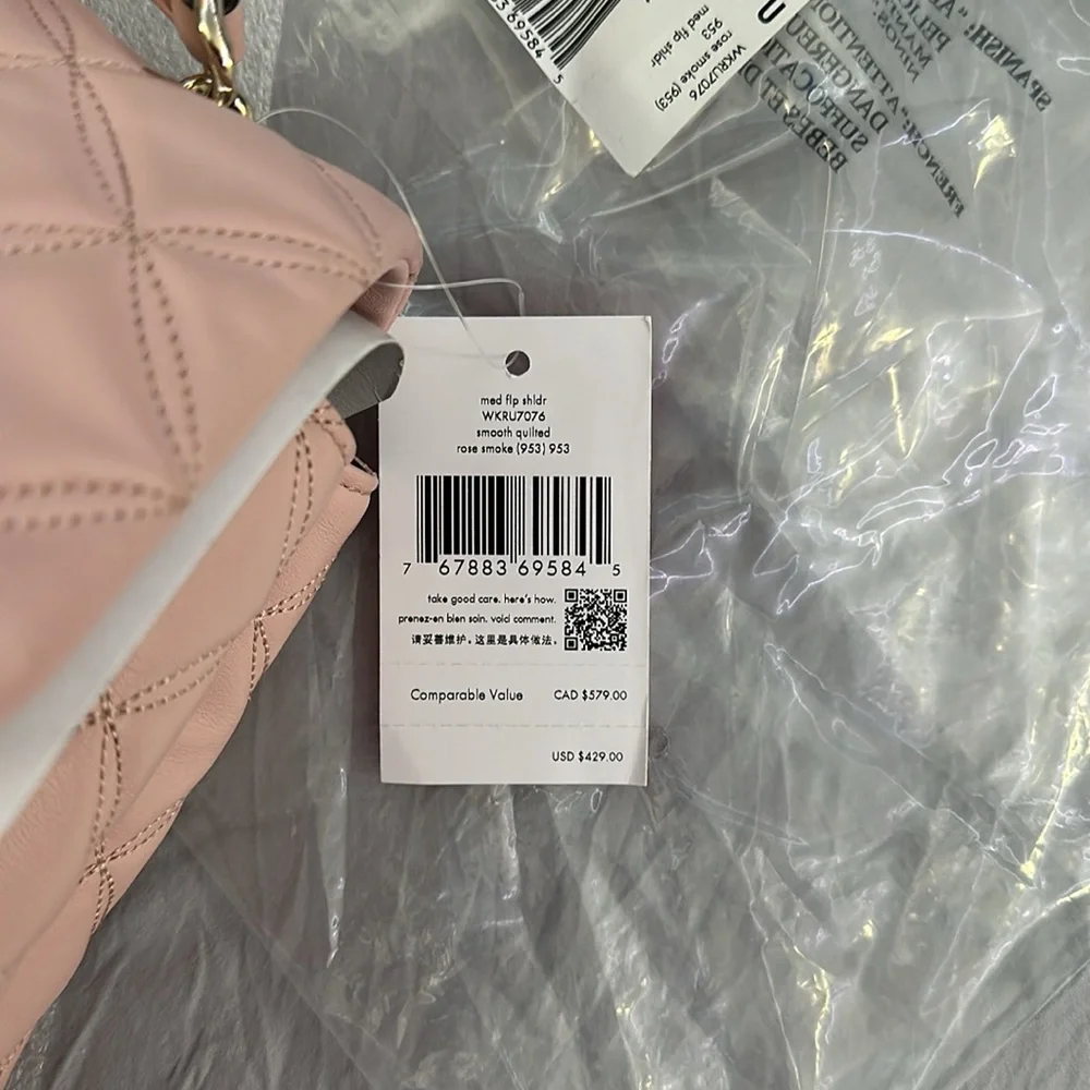 Kate Spade Natalia Medium Flap Shoulder Bag in Rose Smoke (WKRU7076)